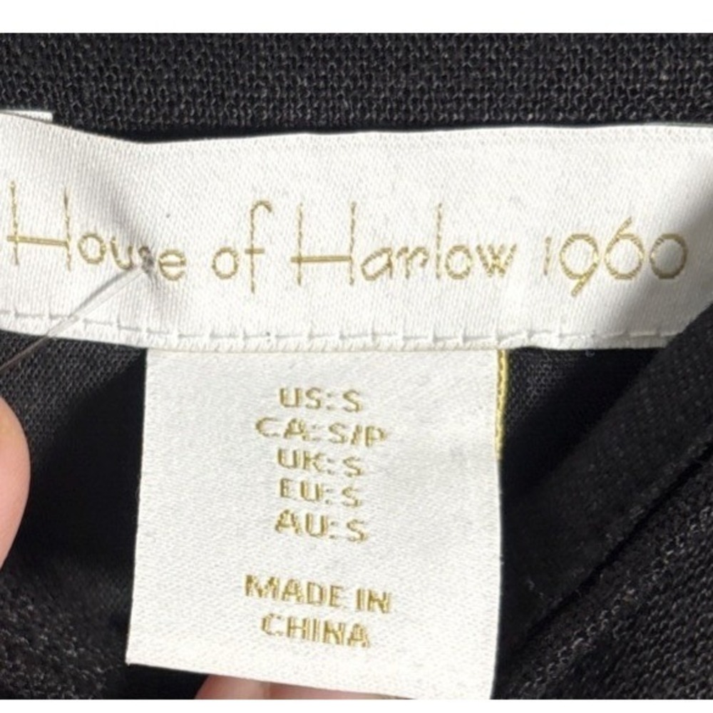 House of Harlow 1960 Black Linen Blend Midi Dress Smocked Back Small NWT - Picture 3 of 16